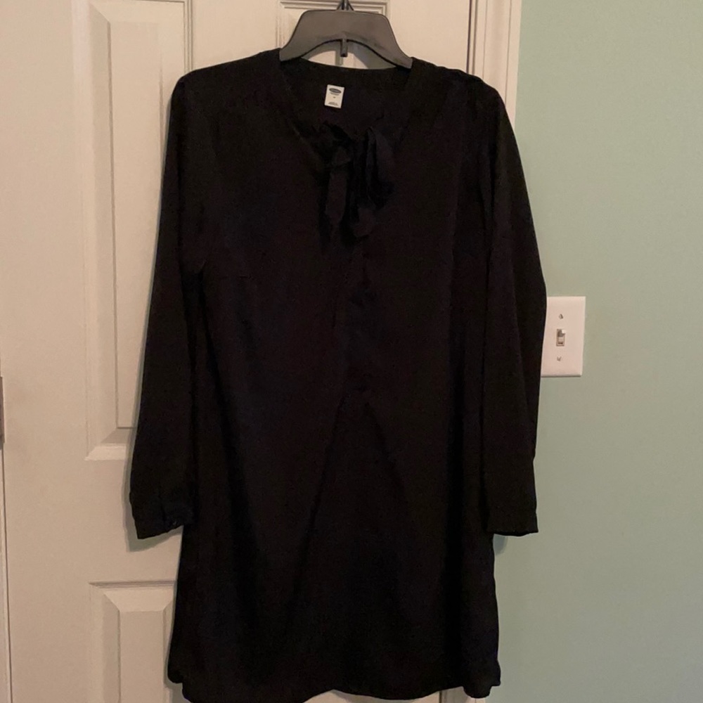 Black Slip Dress w/ Tie Neck Detail